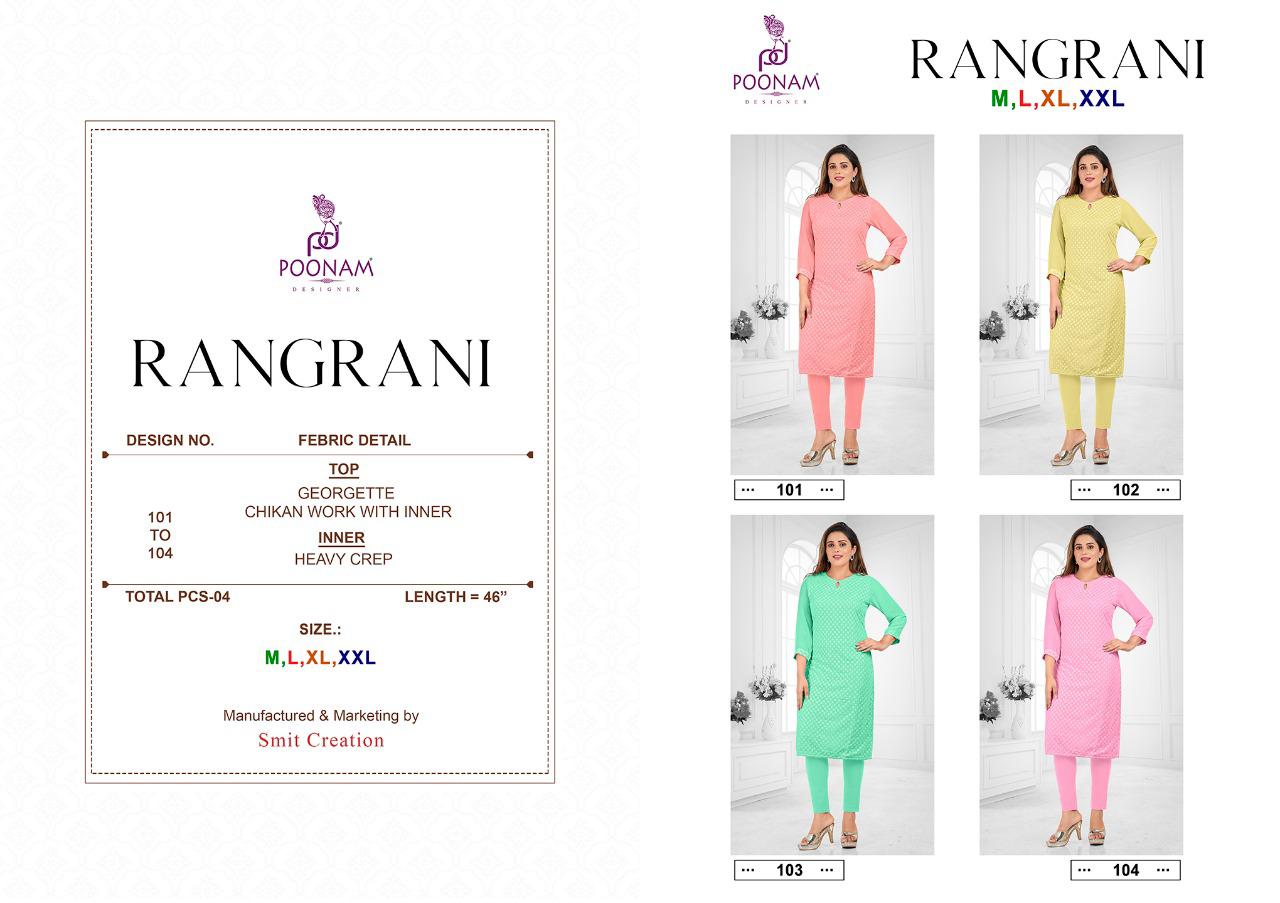Poonam Rangrani Ethnic Wear Georgette Designer Kurtis Collection
